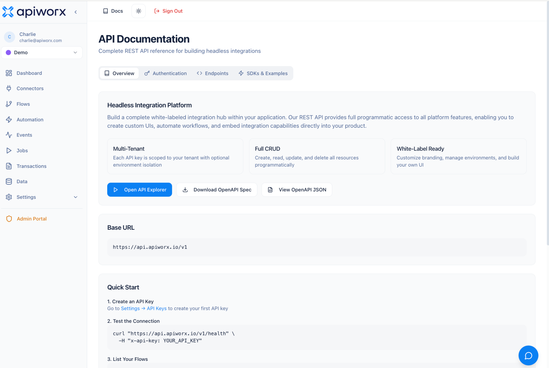 APIWORX Developer Platform